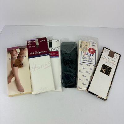 Vintage Lot Of 6 Women’s Pantyhose KNEE HIGHS Mixed Brands Mixed Shades Colors