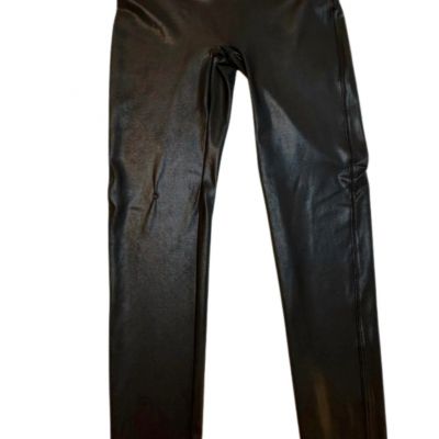 Spanx Faux Leather Glossy High Waisted Full Length Black Leggings Plus Size 1X
