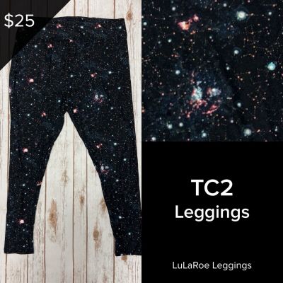 LuLaRoe NEW Leggings TC2 (Tall & Curvy 2) Buttery Soft Sz 18+ Black Stars Rare