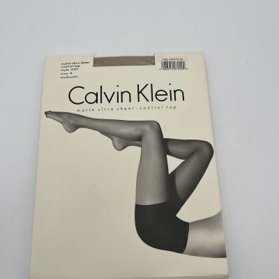 Calvin Klein Vint. 1994 Matte ultra Sheer Control Top Pantyhose Mushroom Size D