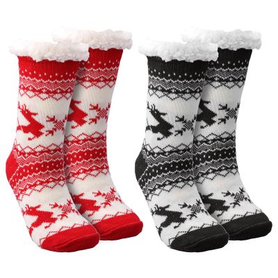 Womens Mens Long-Stocking Cozy Fuzzy Slipper Warm Winter Solid Color Bed Socks