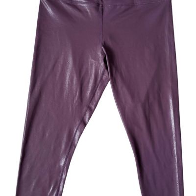 Zyia Metallic Shiny Crop Capri Leggings Size 16-18 XL Purple