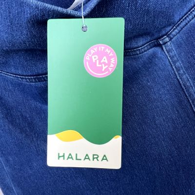 Halara Magic Crossover Washed Stretch Denim Leggings Size 1X Blue Cropped Casual