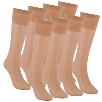 4 Pairs Women Nylon Elastic Under Knee Long Sheer Stockings Silk Long Socks