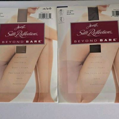 Lot of 2 Hanes Silk Reflections Beyond Bare Panty Hose Size AB
