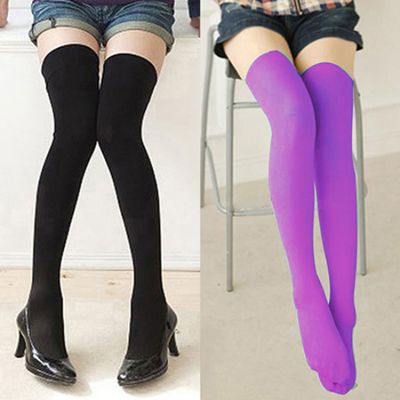 Stretchy Stockings Solid Color Comfortable Solid Color Warm Stockings Women