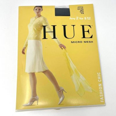 90s HUE Vintage Black Micro Mesh Control Top Pantyhose