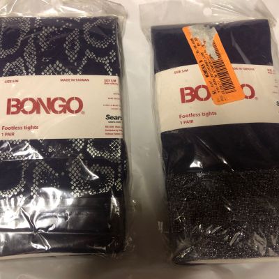 NEW Bongo Fashion Footless Purple Tights Size S/M  Lot of 2 Different Patterns