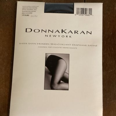 Donna Karan Control Top Sheer Satin Pantyhose Medium Chocolate Style 252