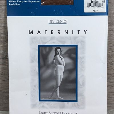 Dividends Maternity Pantyhose Light Support Leg Size M/L Suntan