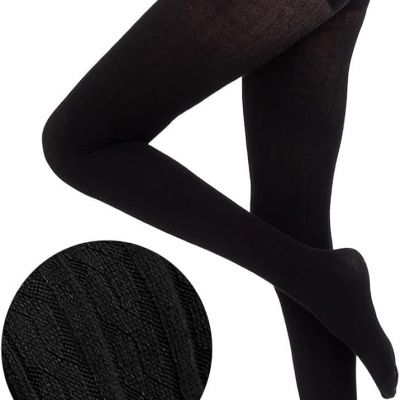 Womens Cable Tights Soft Sweater Opaque Warm Tights Knit Striped Thick Stockings