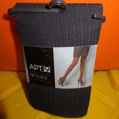 Apt. 9 Microfiber Black RIB Tights Control Top Size 1X NEW in Package