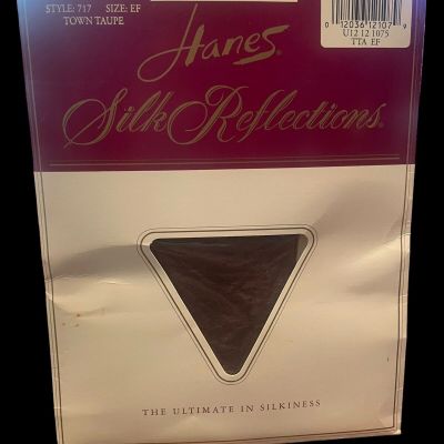 Hanes Silk Reflections Size EF Sheer Sandalfoot Pantyhose #717 Town Taupe