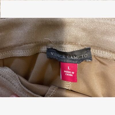 Vince Camuto Pintuck Faux Suede Leggings Women's L Beige Pull On Style
