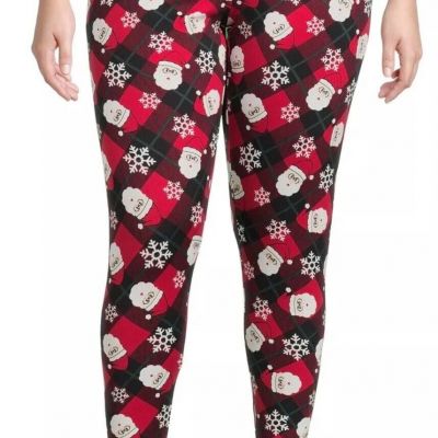 Feeling Festive Women's Plus Christmas Holiday Legging Red Plaid Sz 4X (28W-30W)
