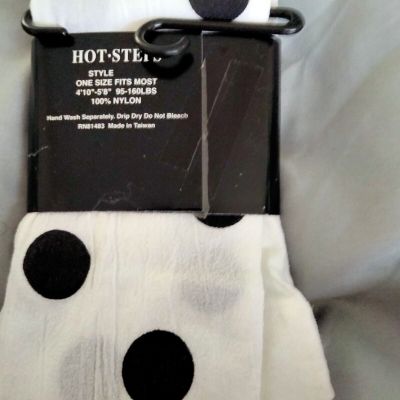 WOMEN BLACK AND WHITE POLKA DOT TIGHTS ONESIZE FITS MOST FOOTLESS