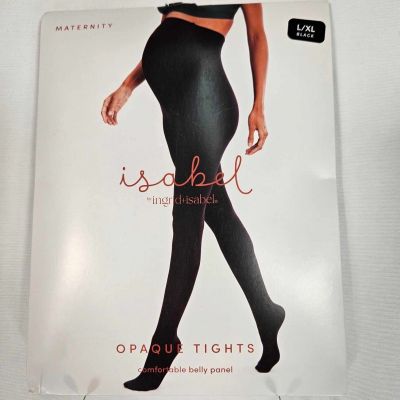 Isabel Maternity Opaque Tights L/XL Belly Panel Smoothing Light Support Black