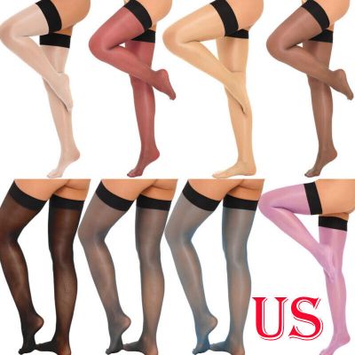 US Women's Glossy Stockings Elasticity Thigh Socks Silk Long Stockings Clubwear