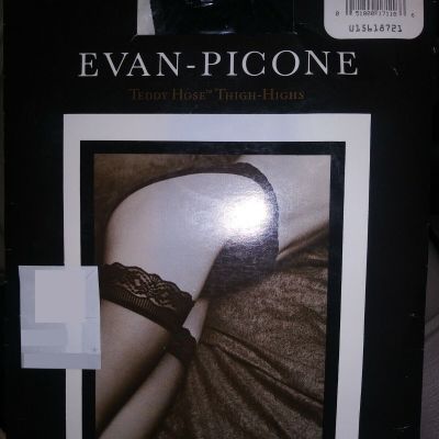NEW Evan-Picone Teddy Hose Thigh-Highs Stockings Style 580 Size SMALL Black Onyx