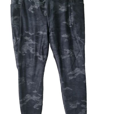 High-Waisted Black Camouflage Athletic Leggings Stretchy Workout Pants Size XL