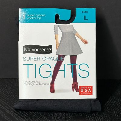 No Nonsense Super Opaque Tights - Size Large - Control Top - Black