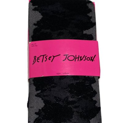 Betsey Johnson Textured Net Sheer Tights Black Size M/L 1291
