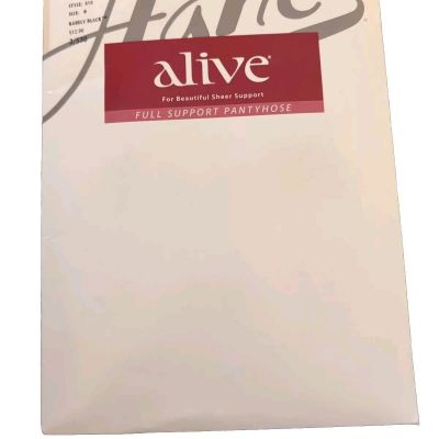 Hanes Alive Pantyhose Full Support Control Top Style 810 Size B Barely Black