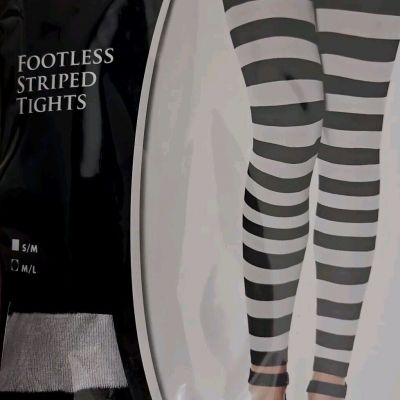 Black and White Gothic Footless Tights, Holiday NEW Spirit Halloween M/L