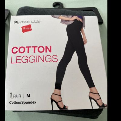 NEW Hanes Women's Style Essentials Cotton Spandex Leggings Heather Gray M