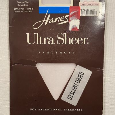 Hanes Sz E Ultra Sheer Pantyhose Control Top Sandalfoot Style 710 Soft Lavender