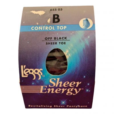 L'EGGS Sheer Energy Sz B OFF BLACK Sheer Toe Control Top 65503 NEW
