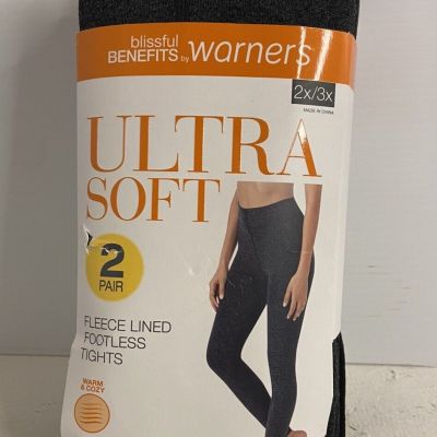 NIP Warner's Women's Ultra Soft Fleece Lined Footless Tights 2 pack Size 2/3X