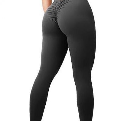 V-Back Scrunch Butt Lift Leggings for Women Workout Gym High Large Black