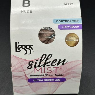 Leggs Silken Mist -Control Top Size B Nude- Pantyhose Silky Sheer  Leg- 97997