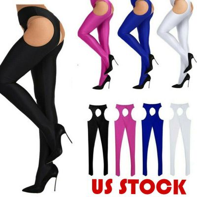 US Women Hollow Out Pantyhose Crotchless Long Tights Stocking Nightwear Lingerie