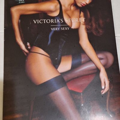 Victoria's Secret Very Sexy Satin Top Thigh High Stockings Black  Size A