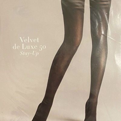 Black Wolford Velvet De Luxe Stay Up Tights - size Large - Brand New