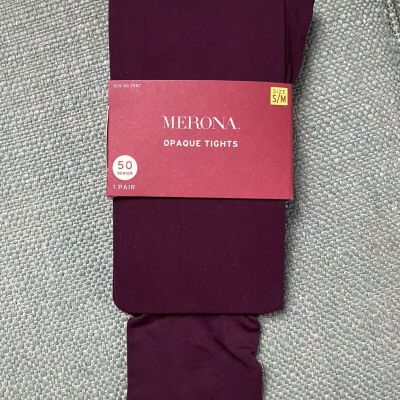 Merona Women's Burgundy Opaque Tights Size S/M NWT