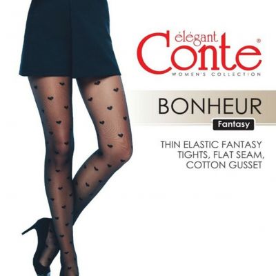 Conte TIGHTS Bonheur Fashion Fantasy Sexy Cute Evening Hearts Pattern PANTYHOSE