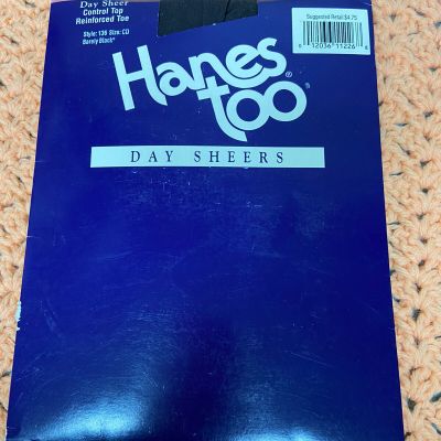 Vintage Hanes Too Control Top Sheer Pantyhose, 2000,#136 CD Reinforced Toe