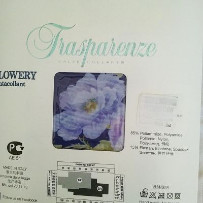 Trasparenze Flowery Floral Design Purple Leggings Size M/L
