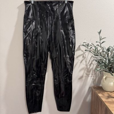 Spanx SPANXshape Classic Black 1X Faux Leather Patent Leggings 20301R Slimming
