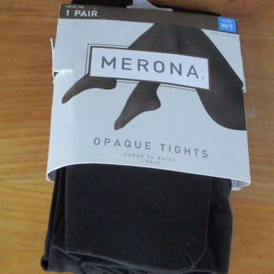 NIP  NEW 1 pr Target MERONA Black Opaque Tights Sheer to Waist medium tall