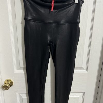 Spanx Women’s Black Faux Leather Leggings Size XL