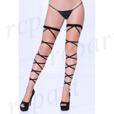 New women lingerie intimates gift fishnet mesh thigh highs Black one size 20474