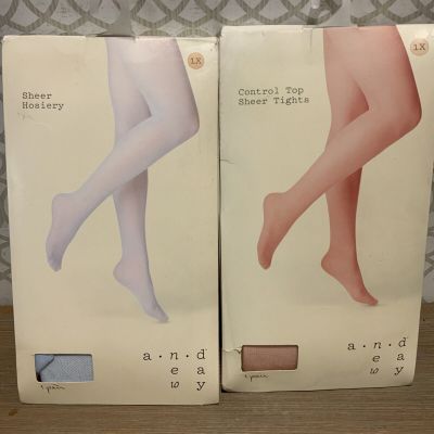 ???? A New Day Control Top Sheer Thighs, Sheer Hosiery ( Size 1X ) ???? Lot Of 2??