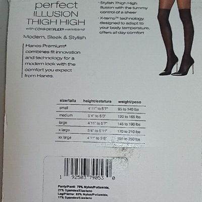 black Hanes Illusion Thigh High with Comfortflex waistgband Size XX Large
