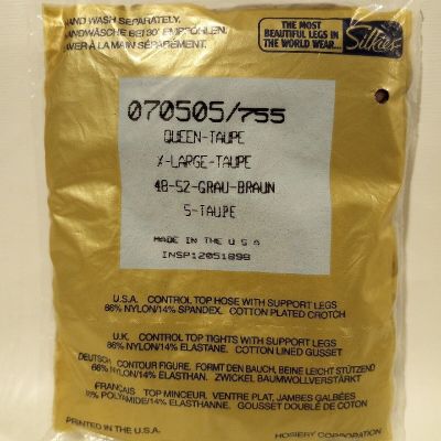 Silkies Ladies Pantyhose Control Top Queen Taupe Women's Size X Large Sealed