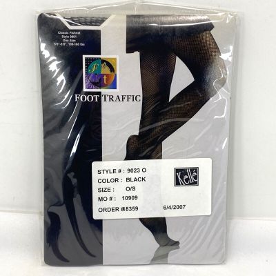 Foot Traffic Classic Fishnet Black Stocking Tights One Size OS Style 9001 NOS