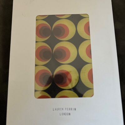NEW Lauren Perrin London Black Yellow Circles Mod Tights  Size One Small $65.00